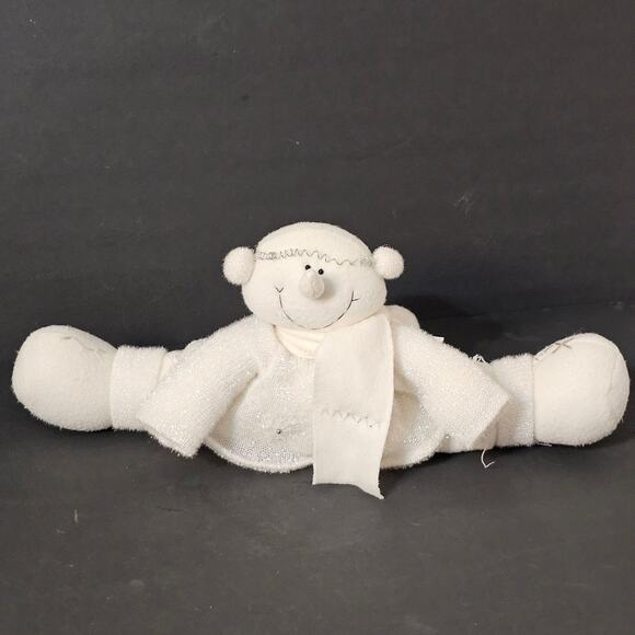 Gauz White Plush Christmas Figurine Soft Knit Sweater Scarf Sparkle Holiday - Picture 1 of 6